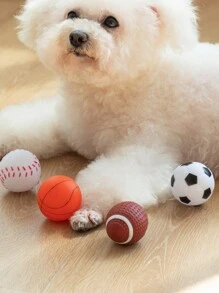 1pc Pet Dog Toy Ball, Interactive, Durable, Squeaky, Stress Relief Dog Supplies - Red - View 6