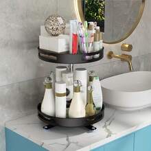 1 Pieza Estante De Almacenamiento Multifuncional, Estante De Colocación De Frutas, Estante De Almacenamiento De Botellas De Sazonador Giratorio Negro De Varias Capas Y Multifuncional Para Cocina - Estante de almacenamiento giratorio negro de 1 capa - Ver 4