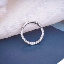 1pc Women's Body Jewelry, Astm F136 G23 Titanium Septum Nose Ring, Zirconia Helix Earring, Spiral Cartilage Daith Shield Piercing