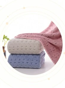 1 件柔軟吸水珊瑚絨情侶浴巾,華夫格設計,用於沐浴和洗臉 - 米色 - 查看 5