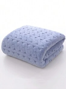 1 件柔軟吸水珊瑚絨情侶浴巾,華夫格設計,用於沐浴和洗臉 - 米色 - 查看 4