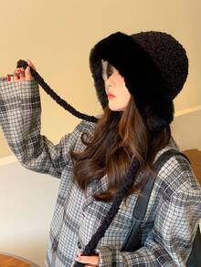 1 Miếng Của phụ nữ Đúng mốt Màu thuần Đơn giản Sang trọng Mũ len Với Tính hai mặt , Màu hồng , Mùa Đông Ngoài trời Dày Ấm áp Phức tạp Tai Sự bảo vệ Mũ , Thích hợp Đối với Sử dụng hàng ngày Dễ thương - Hồng - Xem 1