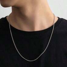 1 條 3.0 毫米 * 70 公分男士金屬鏈條項鍊,時尚鈦鋼扭鏈,不鏽鋼側鏈 - 銀色 - 查看 1