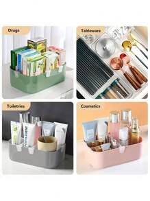 10 cái/4 cái Creative Có thể điều chỉnh Tủ đông Ngăn kéo ngăn Và Tiết kiệm không gian , Đa chức năng Khóa Đối với Nước uống Gia vị Lưu trữ Và Sắp xếp - trắng - Xem 4