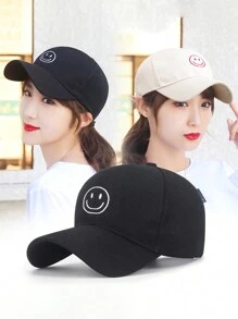1pc Black Unisex Baseball Cap For Outdoor Sports Couple Bucket Hat Casual Sun Visor Adjustable Strap - Black - View 1