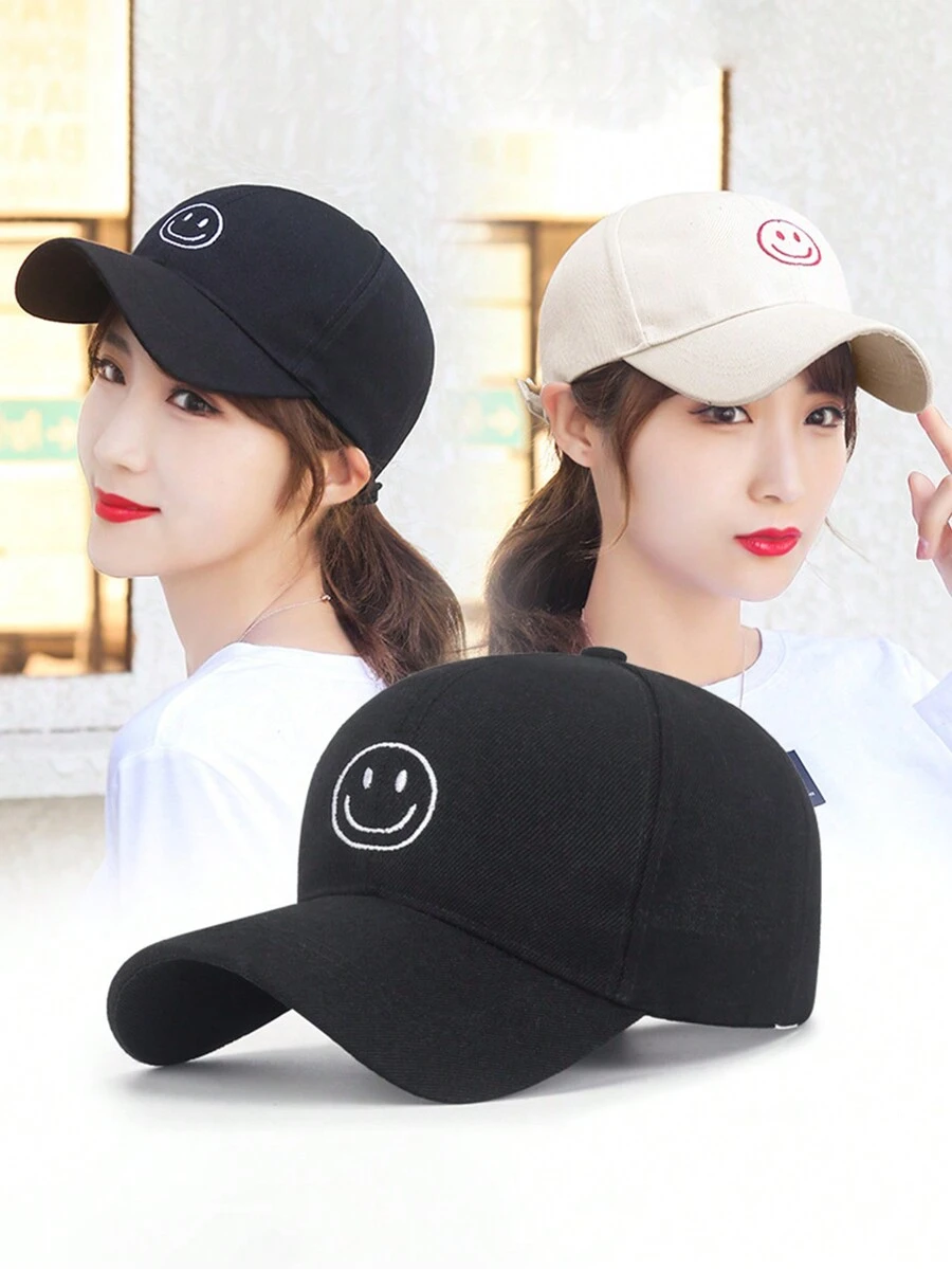 1pc Black Unisex Baseball Cap For Outdoor Sports Couple Bucket Hat Casual Sun Visor Adjustable Strap - Black - View 1