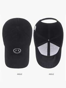 1pc Black Unisex Baseball Cap For Outdoor Sports Couple Bucket Hat Casual Sun Visor Adjustable Strap - Black - View 4