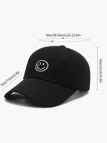 1pc Black Unisex Baseball Cap For Outdoor Sports Couple Bucket Hat Casual Sun Visor Adjustable Strap - Black - View 5