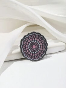 1入組多色油滴效果圓形花卉設計胸針,適用於包包,領子等配件,男女通用時尚裝飾 - 彩色 - 查看 4