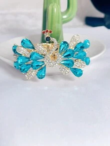 復古時尚孔雀形鏤空和水鑽裝飾手鍊 - 藍色 - 查看 9