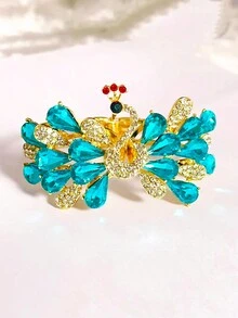 復古時尚孔雀形鏤空和水鑽裝飾手鍊 - 藍色 - 查看 4