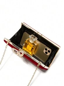 优雅浪漫水晶硬壳晚宴手拿包、正式礼服包、婚礼包 - 酒紅色 - 查看 4