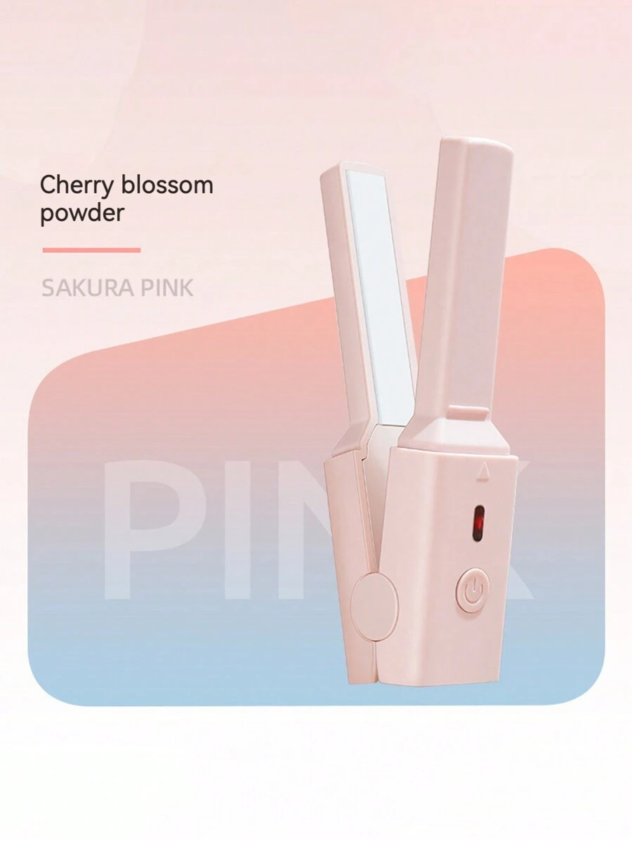 1 Usb 充電式迷你直髮器,拉直捲髮兩用,不損壞發電夾板,30 秒快速熱定形,持久 - 粉色 - 查看 1