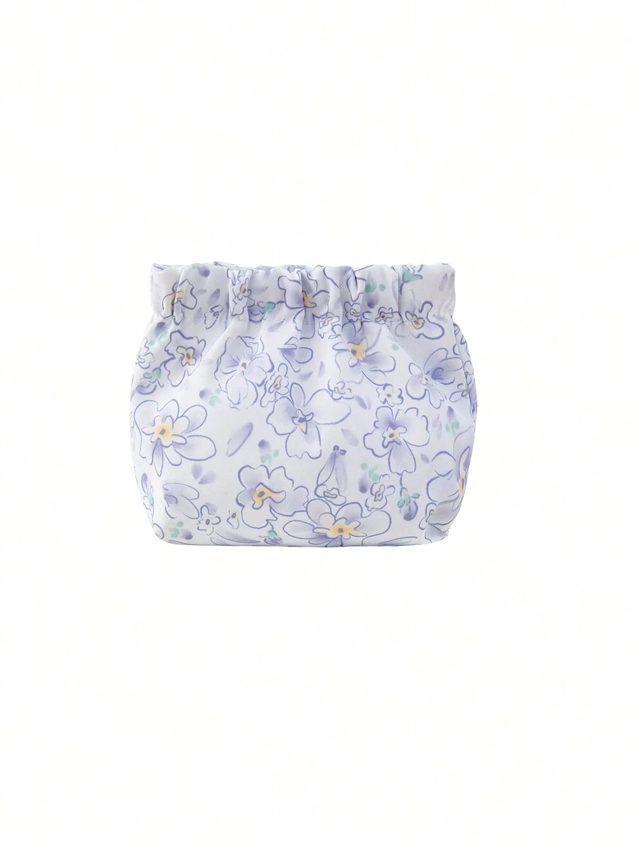 口紅收納袋,便攜自動封閉印花化妝袋,迷你包,鑰匙袋手提包。 - 小藍花 - 查看 1