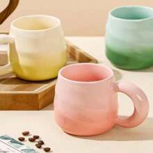 1入組380ml漸層螺紋陶瓷杯，情侶咖啡杯，創意汽車色素馬克杯，早餐杯，馬卡龍奶杯，奶油甜點冰淇淋杯 - 杏花粉 - 查看 8