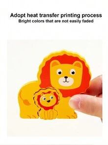 1件兒童早期教育動物水果配對拼圖板益智玩具木質大面板拼圖親子互動,適合孩子認識事物 - 親子動物 - 查看 10