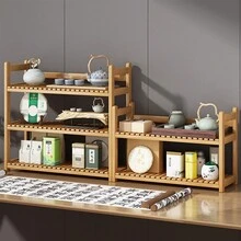 Estante De Almacenamiento Casero De Bambú Hecho A Mano, Bricolaje, Color Albaricoque, Con 3 Estantes, 1 Ud. - Albaricoque - Ver 2