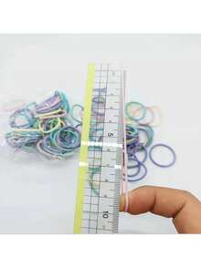 100 cái/gói Trẻ em Đàn hồi Băng tóc , Đầy màu sắc Dễ thương Em bé Cô gái Phụ kiện tóc , Căng cao Dây buộc tóc - màu đen - Xem 3
