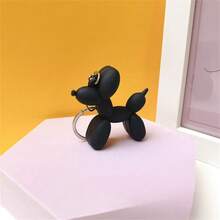 1只可愛的氣球造型小狗鑰匙圈,黑色,可自用或作為禮物 - 黑色 - 查看 3