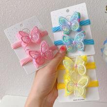 2023新款蝴蝶頭彈性設計小孩髮帶,女孩髮飾不傷髮 - 彩色 - 查看 4