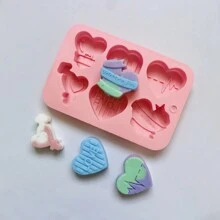 1入心型矽膠糖果模具,用於蛋糕烘焙 - 珊瑚粉 - 查看 3