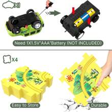 5PCS Puzzle Track Car Play Dinosaur Park Theme DIY Plastic Jigsaw Puzzles For Kids Ages 3+ With Cute Vehicles, Toddler Puzzle Track Toys Set Gifts, Exercise Thinking Educational Toys Montessori Kids Toys - Green - View 4