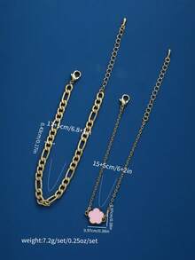 2入組優雅時尚五瓣花銅質手鐲,適合日常佩戴、約會、感恩節、聖誕禮物 - 粉色 - 查看 5