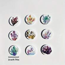 50入組彩繪水晶簇晶紋木質扣子,diy手工藝品縫紉裝飾扣子 - 彩色 - 查看 3