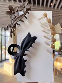 3入組彩色創意髮型綜合，黑色米色棕色樹脂塑料蝴蝶髮夾，可愛減齡優雅高端髮夾，女士秋冬新款後腦勺髮夾 - 咖啡 - 查看 4