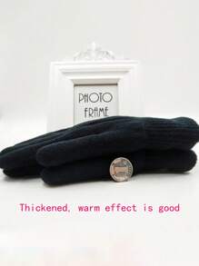 1 Paar Damen Winter Doppelschicht Warme Handschuhe, gestrickt mit Hirschleder und Fleece um Sie bei kaltem Wetter warm zu halten, perfekt für Partys, Autofahren, Radfahren, Wandern und als Halloween Zubehör Winterhandschuhe