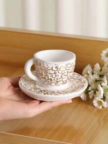 1 件北歐風格樹脂茶杯和茶碟形狀客廳/臥室桌面裝飾 - 白色 - 查看 5