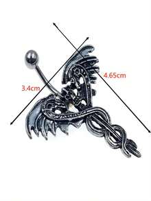 1 件復古不銹鋼槓鈴肚臍環,禮物 - 復古銀色 - 查看 7