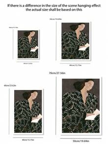 油畫畫布材質高清印刷海報,抽象白花服飾女性,法式復古小眾裝飾藝術風格,適合客廳、臥室、沙發背景、玄關櫃、餐桌展示、家居裝飾牆畫、無框核心替換品,安全 Pvc 管包裝 - 彩色 - 查看 5