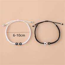 2入組簡約個性化亞克力26個英文字母編織情侶/友情手環 - 字母 - 查看 5