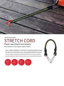 1入組帶有扣環和卡拉比那鉤的彈性帳篷繩，8mm露營晾衣繩，行李捆綁繩適用於戶外旅行裝備打包 - 軍綠色 - 查看 4