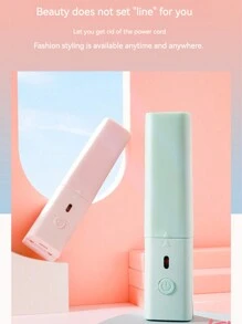 1 Usb 充電式迷你直髮器,拉直捲髮兩用,不損壞發電夾板,30 秒快速熱定形,持久 - 粉色 - 查看 3