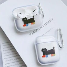 Transparent Colorful Cat Socks Protective Case Compatible With AirPods 2/3/Pro/Pro2/ 4 - Clear - View 2