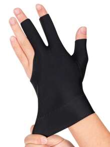 1pc Professional Billiards Glove With Exposed Fingers, For Left Hand Men And Women, Black High Elasticity Pool Glove - Black - View 1