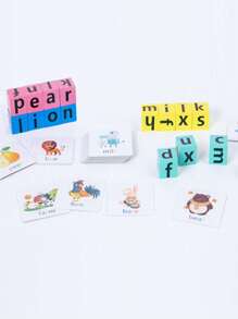 Juego de construcción con letras de madera, tarjetas didácticas de emparejamiento de letras del alfabeto, cubos ABC de palabras de vista, rompecabezas educativo Montessori, regalo para niños preescolares niños y niñas de 3 a 5 años, juguetes de niña, juguetes de 6 años, juegos de madera, juego de ortografía, juegos de niño, juguetes de niño de 10 años
