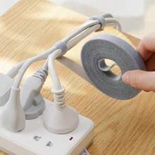 Cable Organizer Hook And Loop Strap, Desktop Wire Management System, Adjustable And Durable Cable Ties, Black, 1 Meter - Black - View 6