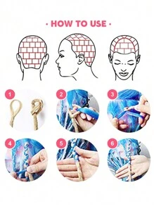 黑色到白色漸層粗單頭假發辮延伸8入組24英寸手工合成假辮束,適用於女性 - 拼色 - 查看 7