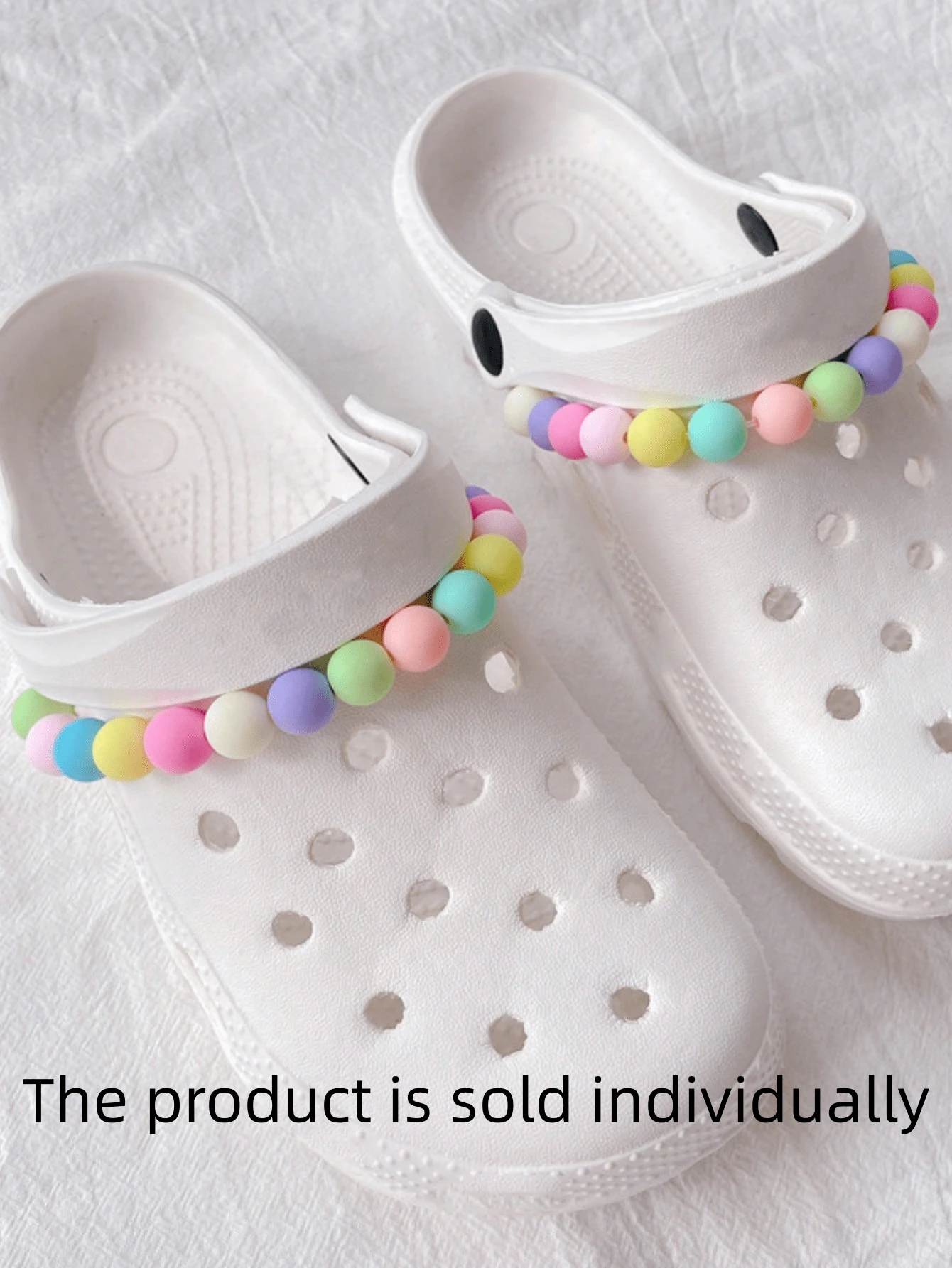 1 件马卡龙色可拆卸彩色球链鞋配件，可爱甜美 DIY 鞋带装饰，多功能链条装饰