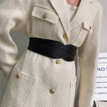 1pc Women's Black Waistband With Elasticity New Retro Fashion Decorative Belt - Black - View 3