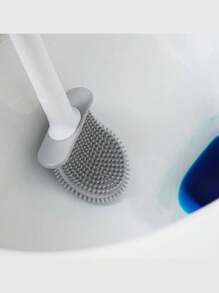 1 pieza Cepillo de baño de goma negro, herramienta de limpieza para el baño del hogar, montado en la pared sin perforar, decoración de baño de verano