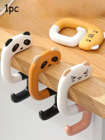 旅行便攜式塑膠袋可愛動物掛鉤懸掛裝飾餐桌錢包袋掛鉤壁掛架手提包衣架