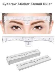 10pcs Disposable Tattoo Eyebrow Ruler Sticker, Transparent Adhesive Measuring Tool For Eyebrow Microblading, Permanent Makeup, Tattooing, Beauty Tool - White - View 1