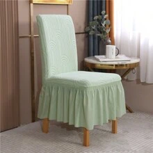 1 件裝下擺椅套提花天鵝絨裙椅套飯店和家用 - 綠色 - 查看 4