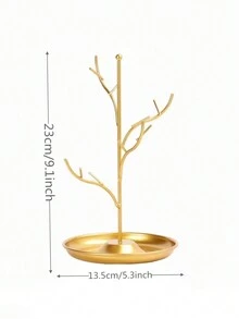 1 件多功能鐵製珠寶展示架,適用於耳環、項鍊、托盤形狀 - 金色 - 查看 2