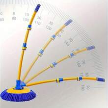 1件刷子車刷軟毛不傷車彎桿洗車拖把專用長柄伸縮洗車工具拖把 - 黃色 - 查看 7