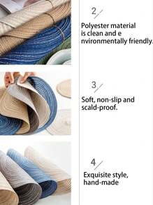 1/10入組圓形黃麻編織隔熱餐墊,家用防燙餐墊 - 綠色 - 查看 5